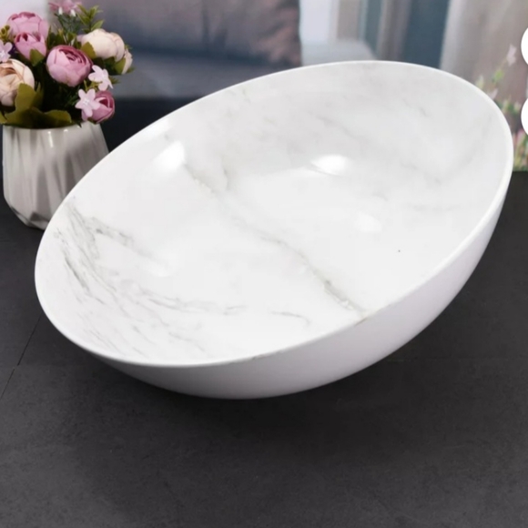 NWT BH&G 2-Melamine White Marble  Mixing /Serving  Bowls 12 in. - Picture 5 of 9